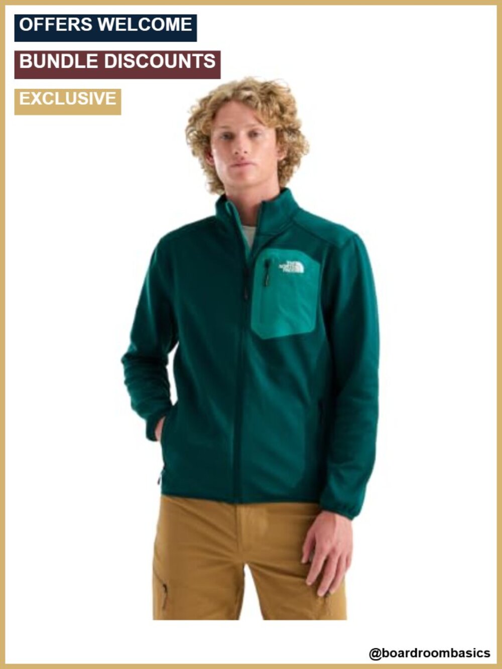 Men's Full Zip Fleece Jacket Water Repellent Recycled Polyester Elastane